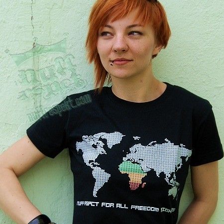 Dámske tričko čiernej Freedom Fighters Map - rasta afryka
