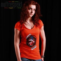 Top - Nuff Wear Heart tshirt 01713 - neon orange