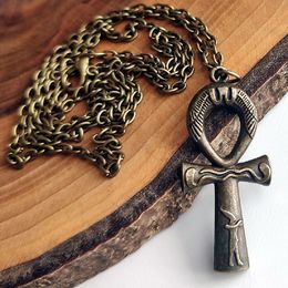 Bronzový egyptský krížový náhrdelník Ankh
