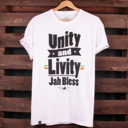 Tričko Unity and Livity Jah Bless | biele