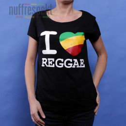 Dámské tričko čiernej I Love Reggae - Irie Lion