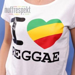 Dámské tričko bielej I Love Reggae - Irie Lion