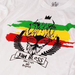 Pánske tričko Jah Bless / One Love and Respect - biele
